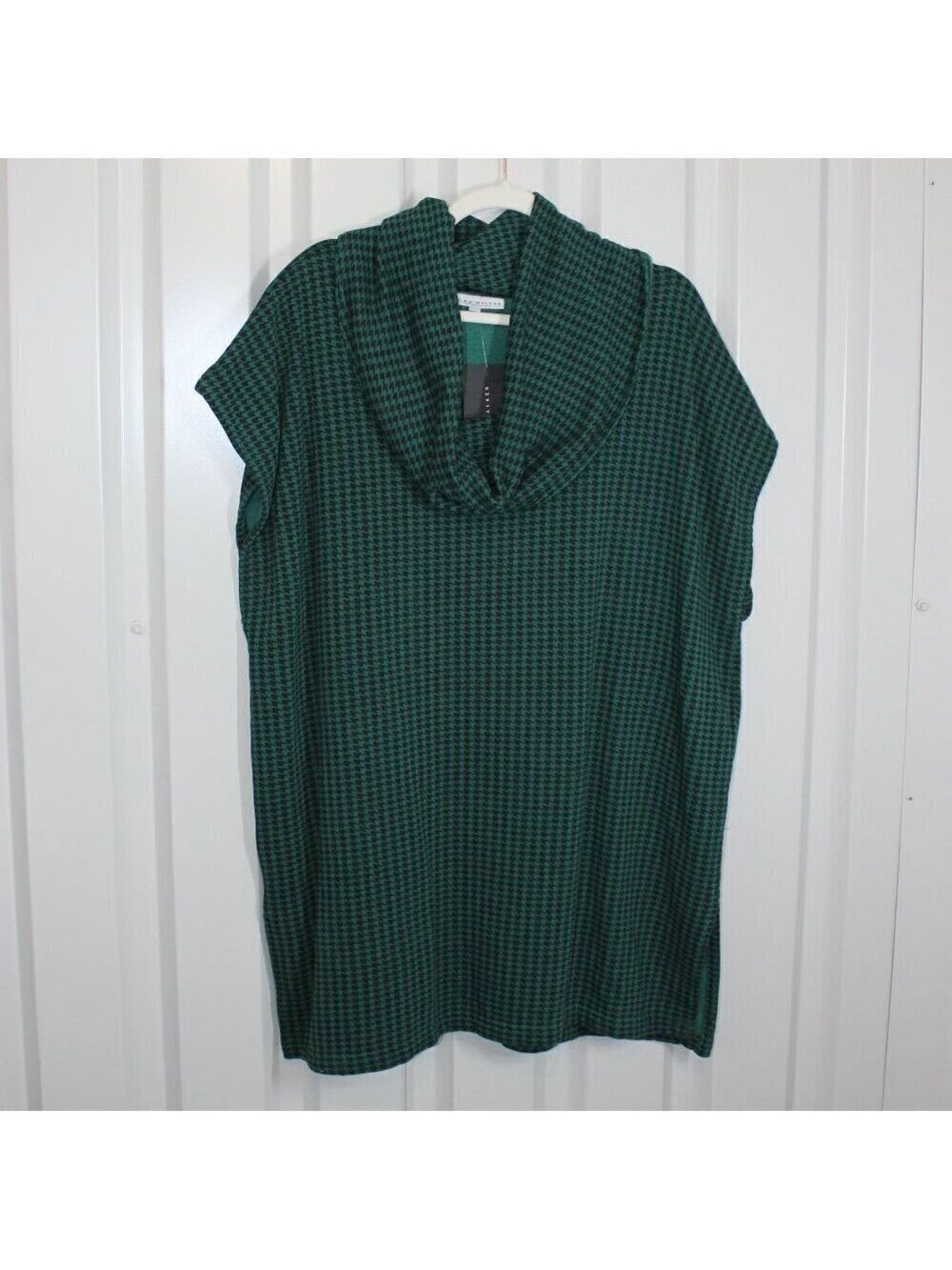 Bryn Walker Womens Pike Poncho Bamboo Cotton Fleece Green Black Size Large NWT